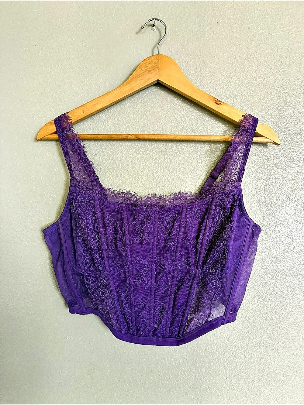 Victoria's Secret Very Sexy Rose Lace Strapless Corset Top Corset Purple